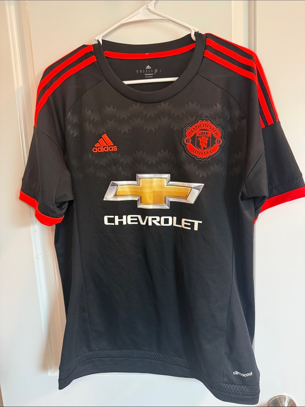 adidas Black and Red Manchester United Away Jersey